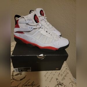 Jordan Men's White and Red High-Top Sneakers